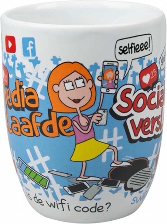 Mug - Réglisse - Social media addict - "Veggie" Dans une boîte cadeau avec ruban frisé coloré