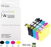 Improducts® Inkt cartridges - Alternatief Epson T1291 T1292 T1293 T1294 T1295 set + zwart new chip v3