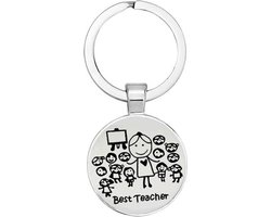 Akyol - Best teacher Sleutelhanger - juf - beste docent - werk - cadeau - verjaardag - geschenk - gift - welkomst cadeau - afscheidscadeau - 2,5 x 2,5 CM
