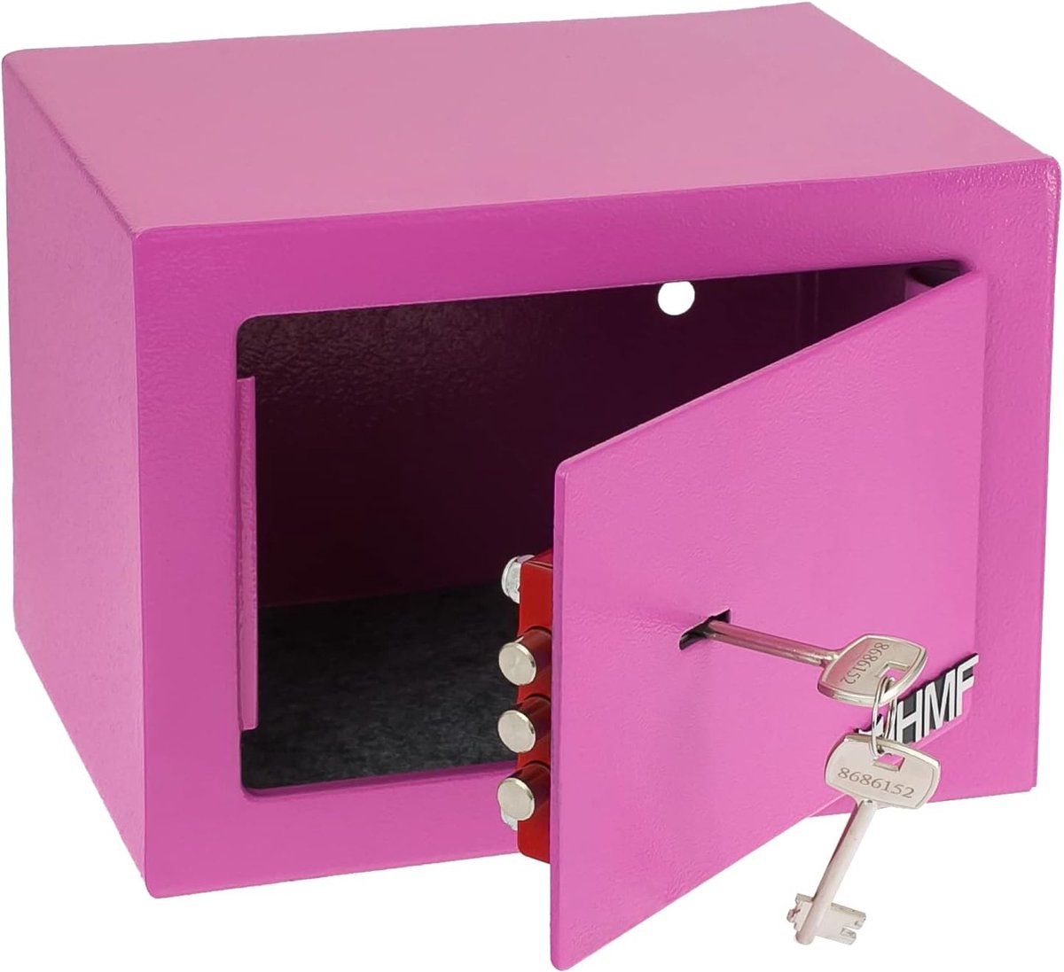 kluis klein met sleutel, meubelkluis, 23 x 17 x 17 cm, roze