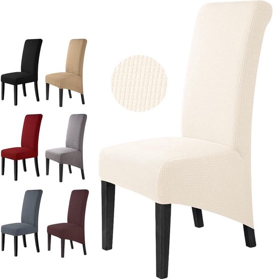 Housse de chaise extensible Housses de chaise de salle à manger Housses de siège XL pour chaise de salle à manger Housses de siège lavables amovibles pour la maison, le restaurant, la Decor d'hôtel (4 pièces, Zwart) -XL