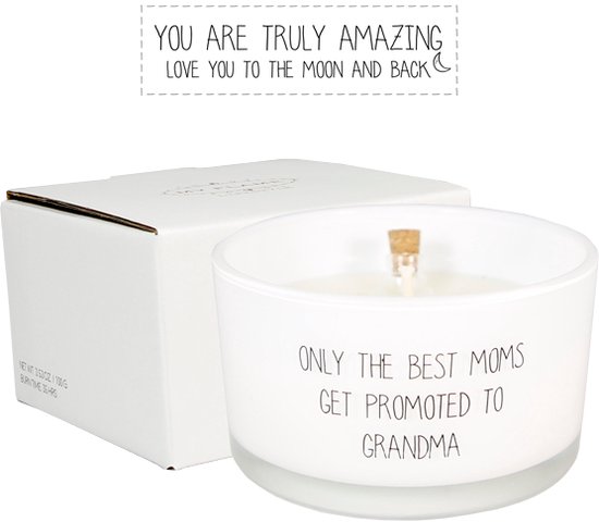 MY FLAME | Flessenpost kaars - Only the best moms get promoted to grandma - Fresh Cotton