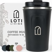 Loti Living Coffee cup To Go - Tasse thermos - Tasse à café en déplacement - Tasse à thé - Mug de voyage - 380ml - Zwart