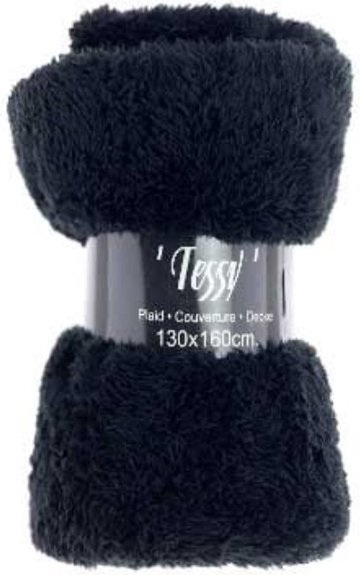 Plaid Tessy - Zwart - Zachte fluffy deken - 130 x 160 cm