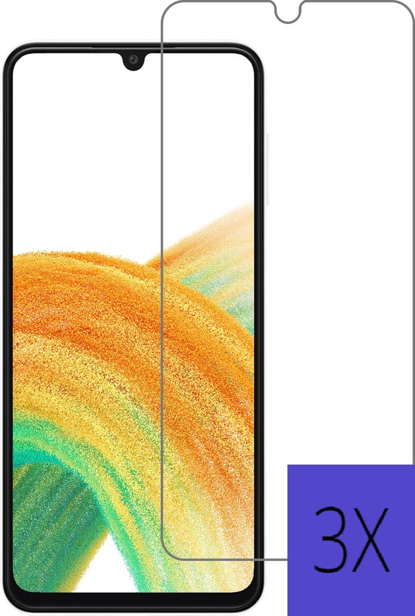 Screenprotector Samsung Galaxy A33 Screenprotector- Tempered Glass - Beschermglas - 3X