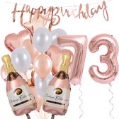 73 Jaar Verjaardag Cijferballon 73 - Feestpakket Snoes Ballonnen Pop The Bottles - Rose White Versiering
