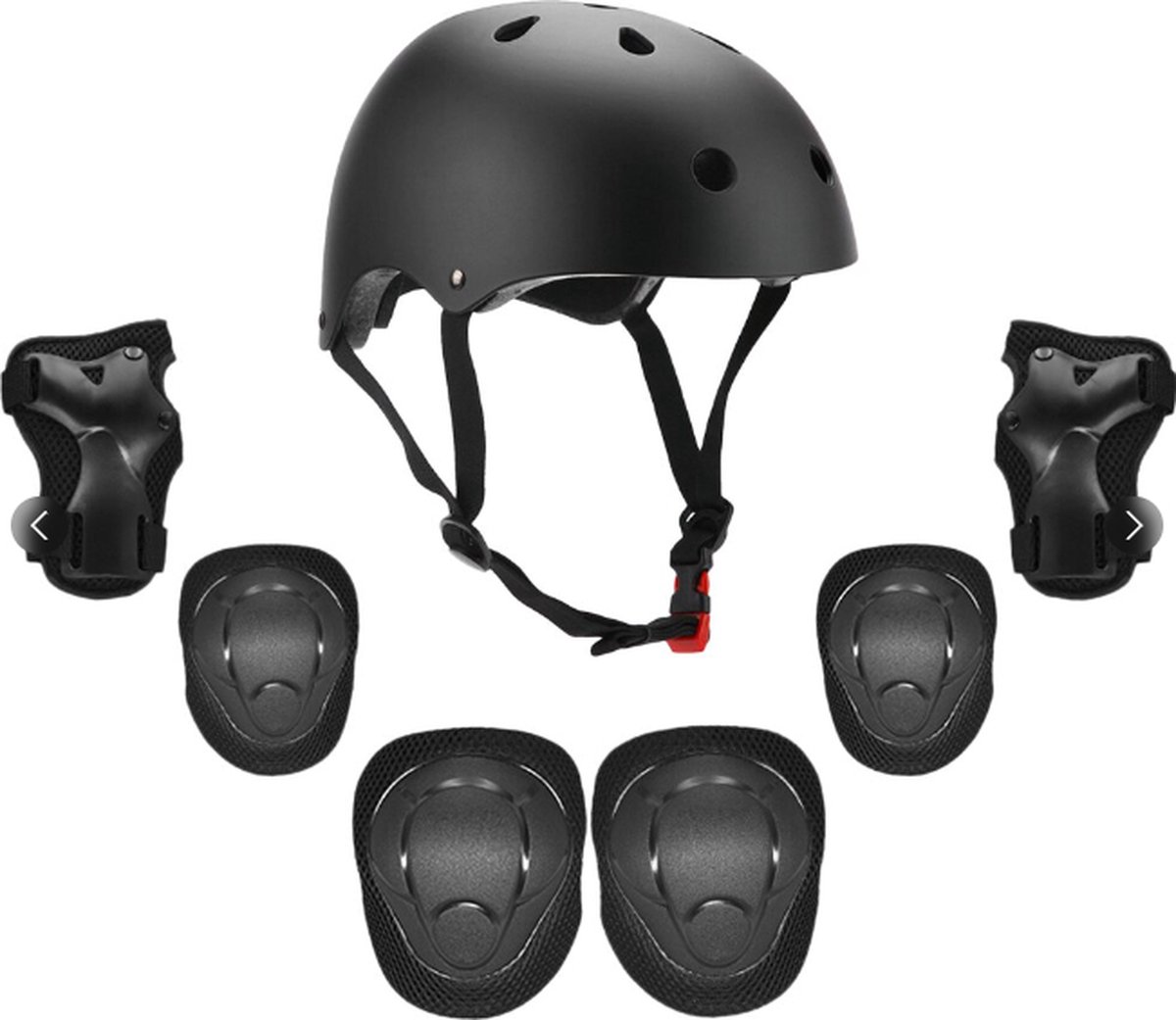 Fietshelm Combi met Bescherming - Kinderhelm - Skate Beschermset Kinderen - Zwart - Fietsbescherming - Sportbescherming
