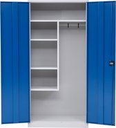 Furni24 Armoire de nettoyage en acier, 92x195x42cm, gris/bleu
