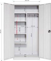 Furni24 Armoire de nettoyage en acier, 92x195 cm, gris