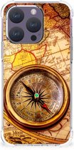 Telefoon Hoesje Geschikt voor iPhone 15 Pro Hoesje met transparante rand Kompas