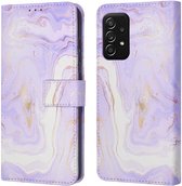 iMoshion Hoesje Geschikt voor Samsung Galaxy A52 (4G) / A52s / A52 (5G) Hoesje Met Pasjeshouder - iMoshion Design Bookcase smartphone - Paars / Purple Marble