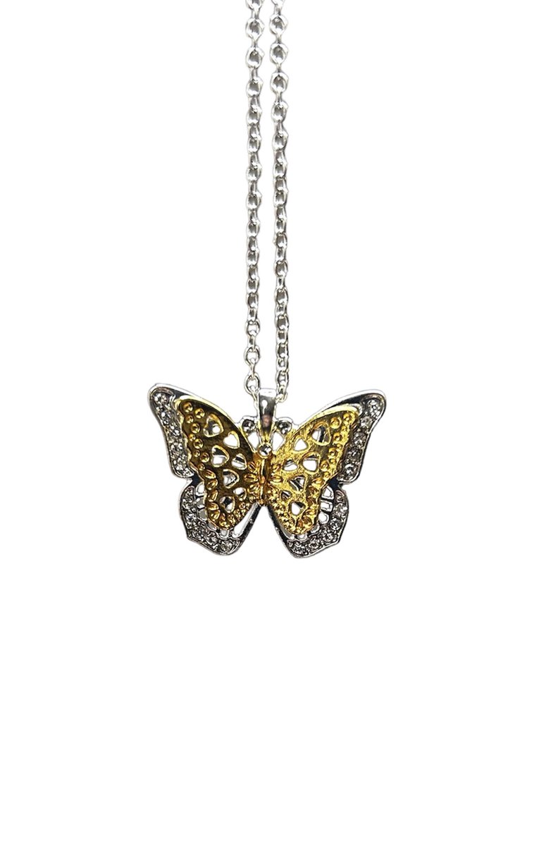 Bijoux by Ive - Ketting met hanger - Vlinder - Zilver en Goudkleurig