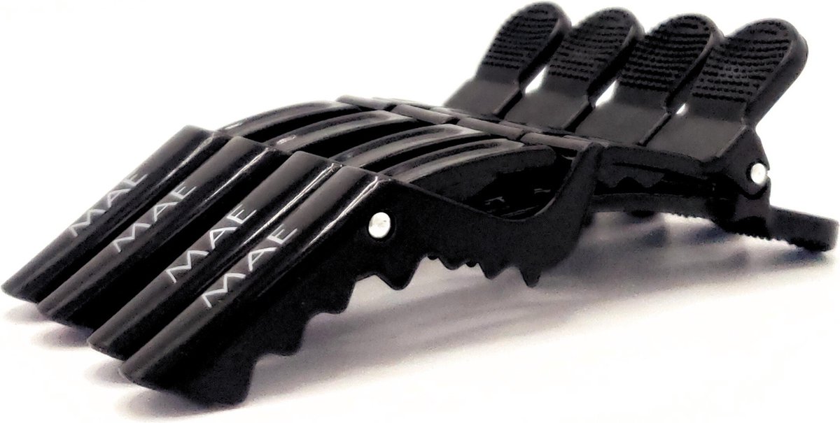 MAE® Hairclips - Professionele Kappers Haarclips 4 Stuks - Stevige Zwarte Haarklemmen - Klemmen