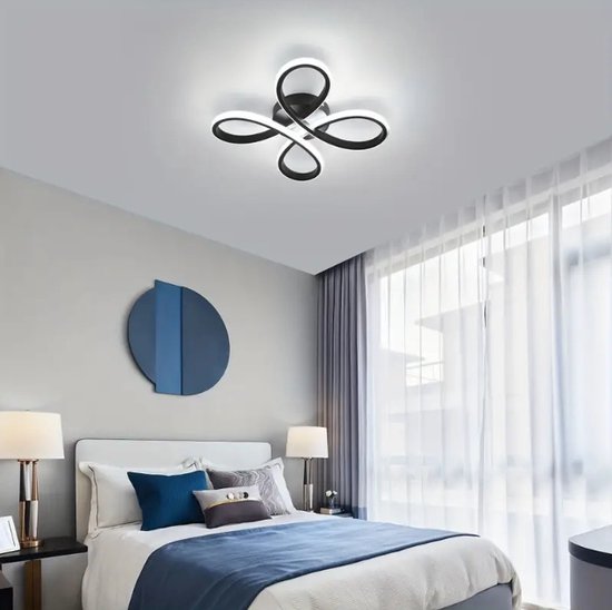 Lampe de plafond Curls - Lampe d’allée ou de hall - Lampe de plafond moderne - Lampe LED - Zwart - Lustre - Plafoniere
