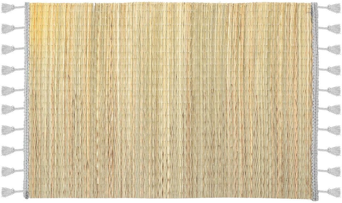 Rechthoekige placemat grijs met franjes - bamboe - 45 x 30 - Tafel onderleggers
