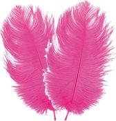 Chaks Struisvogelveren/sierveren - 2x - fuchsia - 30-35 cm - decoratie/hobbymateriaal