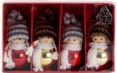 IKO kersthangers ornamenten -poppetjes - 4x st- gekleurd - hout -7 cm