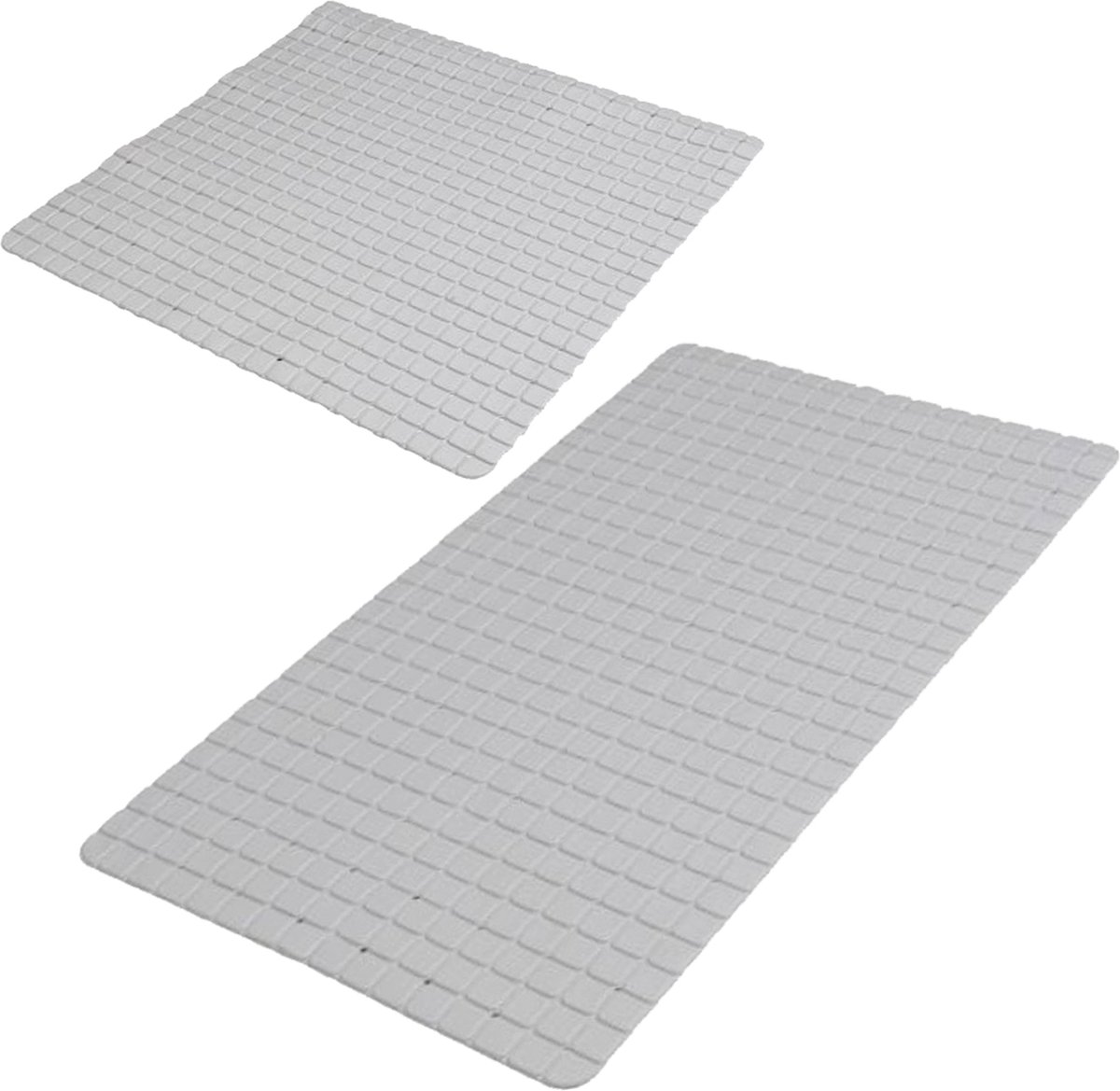 Urban Living Douche/badkamer anti-slip matten set - 2x stuks - rubber - steengrijs
