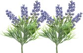 Everlands kunstbloemen tak lavendel - 2x - paars - D7 x H26 cm