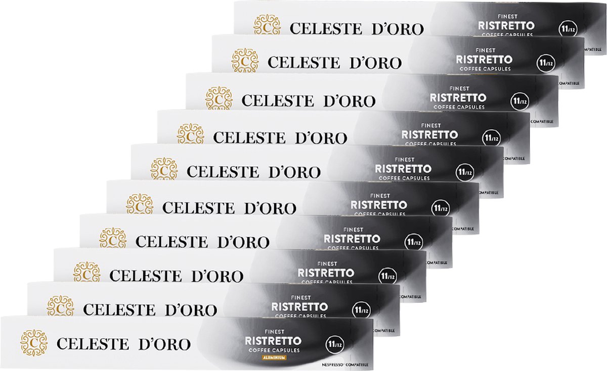 Celeste d’Oro - Finest Ristretto - Koffiecups - Nespresso Compatibel Capsules - Voor Ieder Moment -10 x 10 cups