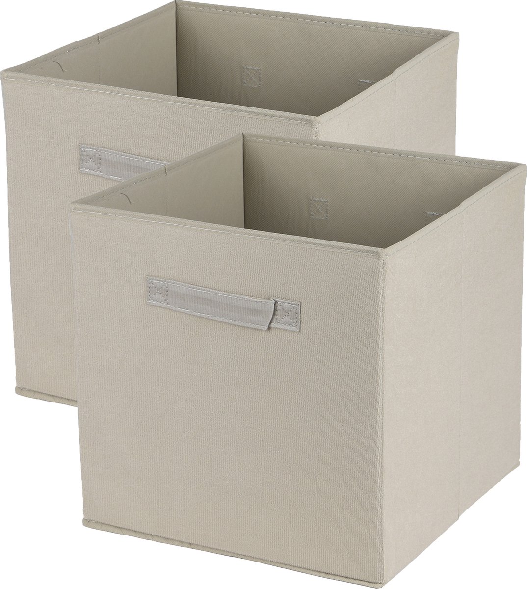 Urban Living Opbergmand/kastmand Square Box - 2x - karton/kunststof - 29 liter - naturel - 31 x 31 x 31 cm - Vakkenkast manden