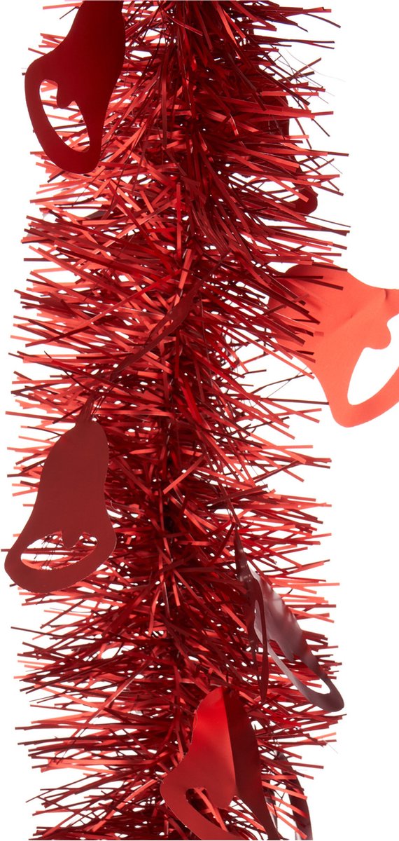 Krist+ lametta kerstslingers - 2x - rood - folie - 200 x 12 cm