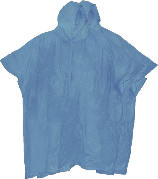 Benson Regenponcho met capuchon - 2x - blauw - herbruikbaar - PVC - duurzaam