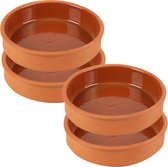 Urban Living Tapas/sauzen/hapjes serveer schaaltjes set - 4x stuks - terracotta - 16 x 4 cm p/st