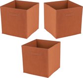 Urban Living Opbergmand/kastmand Square Box - 3x - karton/kunststof - 29 liter - oranje - 31 x 31 x 31 cm - Vakkenkast manden