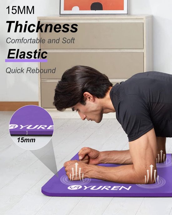 Tunturi Tapis de fitness épais 15mm - Tapis de gymnastique antidérapant -  Pour le yoga