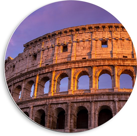PVC Schuimplaat Muurcirkel - Colosseum - Rome - Stad - Gebouw - 40x40 cm Foto op Muurcirkel (met ophangsysteem)