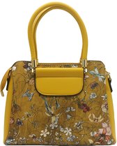 Tas Dames - Handtas - Bloemen - PU Kunstleer - 30x24x12 cm - Geel