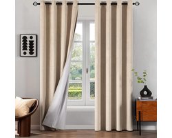 Gordijnen, 100% ondoorzichtig, fluwelen gordijnen voor slaapkamer, ondoorzichtig, thermische gordijnen met ringen, koudebescherming, verduis