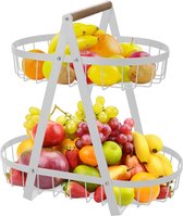 Fruit etagère fruitschaal, 32 cm fruitmand, fruitschaal, broodmand, groente broodmand, modern voor keukendecoratie, groenten, fruit, snacks (wit)
