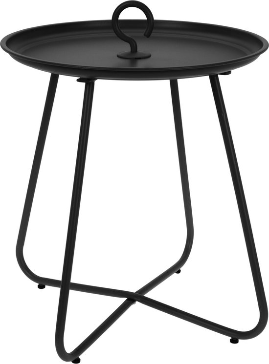 In & Out Deco Bijzettafel - salontafel - rond 46 cm - zwart metaal