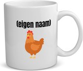 Akyol - kip met eigen naam koffiemok - theemok - Kippen - kippen liefhebbers - mok met eigen naam - iemand die houdt van kippen - verjaardag - cadeau - kado - 350 ML inhoud