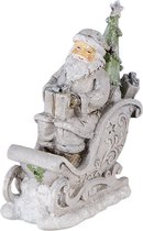 HAES DECO - Figurine déco Père Noël - Taille 10x6x13 cm - Couleur Grijs - Matière Polyrésine - Figurine de Noël , Décoration de Noël