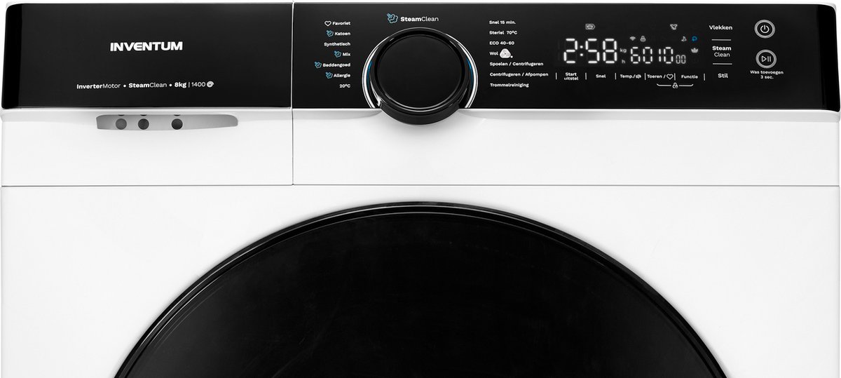 Inventum VWM8010W - Wasmachine - 8kg - 14 programma's - 1400 toeren - Energieklasse A-10% - Steam Clean - Stil: 72 dB - Wit/Zwart — afbeelding 5