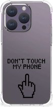 Smartphonehoesje Geschikt voor iPhone 15 Pro Telefoon Hoesje met doorzichtige rand Finger Don't Touch My Phone