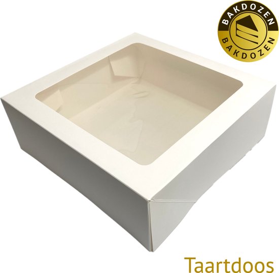 Witte Taartdozen met Venster (26x12x7cm) (10 stuks) (BrandNewCake) < Baking Queen