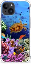 Silicone Back Cover Geschikt voor iPhone 15 Plus Smartphone hoesje met doorzichtige rand Vissen