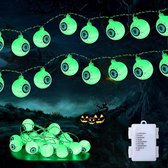 Halloween oogbol lichtslingers, 10FT 20 LED Halloween decoratie schattige enge waterdichte twinkelende lichten, Halloween indoor outdoor voor feest huis tuin tuin decoraties (groen)