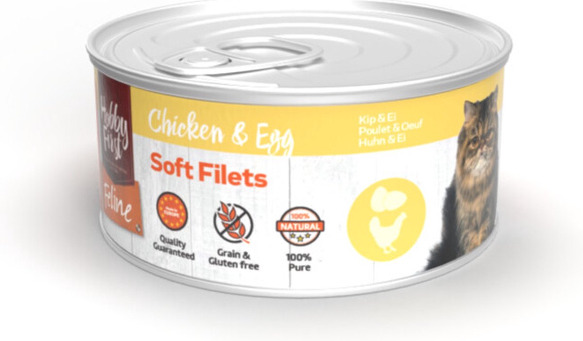 12x HobbyFirst Feline Blik Zachte Filets Kip & Ei 70 gr