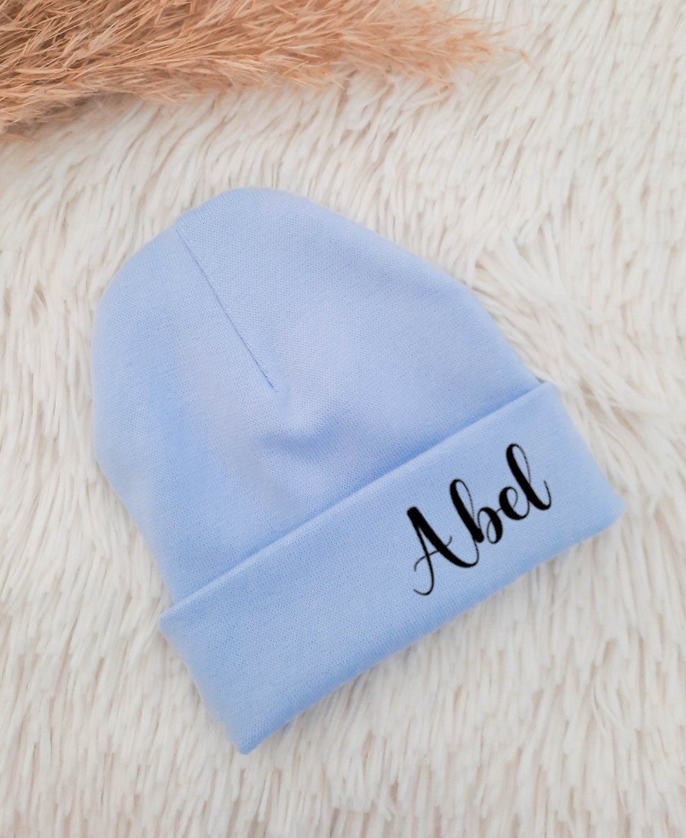 Goedkoopste Babymutsje met naam | Blauw | van LTM baby | Newborn | Baby | Gepersonaliseerd | Zwanger | Kraamcadeau