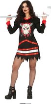 Guirca - Horror Films Kostuum - Bloed Fanatieke IJshockey Speelster - Vrouw - Rood, Zwart - Maat 38-40 - Halloween - Verkleedkleding