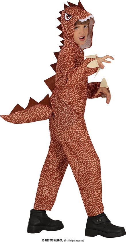 Guirca - Dinosaurus Kostuum - Browniesaurus Kind Kostuum - Bruin - 7 - 9 jaar - Halloween - Verkleedkleding