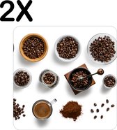 BWK Flexibele Placemat - Van Koffieboon tot Koffie - Set van 2 Placemats - 40x40 cm - PVC Doek - Afneembaar
