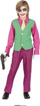 Guirca - Joker Kostuum - Crazy Scary Clown Kind Kostuum - Groen, Paars - 10 - 12 jaar - Halloween - Verkleedkleding