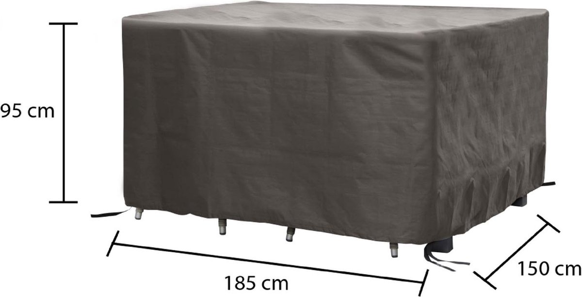 DistriCover Hoes voor Tuinset met 4/6 stoelen 185x150x95 (lxbxh) Premium Quality - met 2 jaar garantie Antraciet