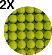BWK Luxe Ronde Placemat - Tennis Ballen op een Rij - Set van 2 Placemats - 40x40 cm - 2 mm dik Vinyl - Anti Slip - Afneembaar